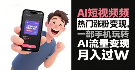 AI短视频热门涨粉变现，一部手机玩转AI流量变现，月入过W-川川创富网
