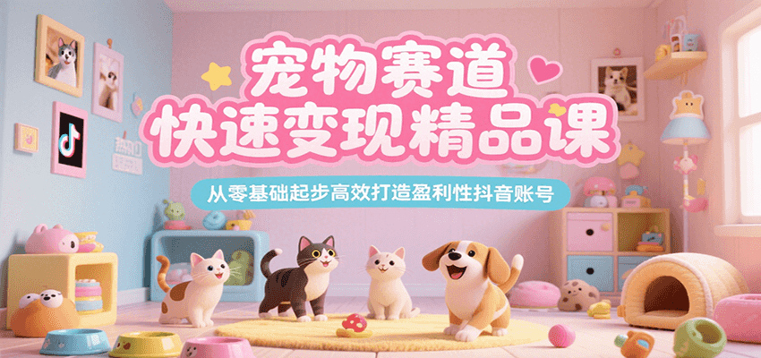 宠物赛道快速变现精品课，从零基础起步高效打造盈利性抖音账号-川川创富网