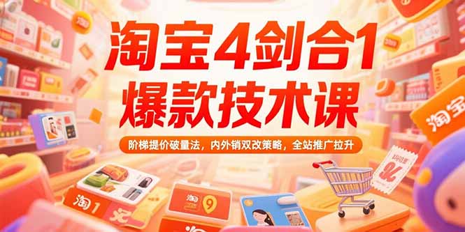 淘宝4剑合1爆款技术课73期：阶梯提价破量法，内外销双改策略 全站推广拉升-川川创富网