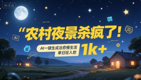 农村夜景杀疯了！AI一键生成治愈系慢生活，单日狂入1k+-川川创富网