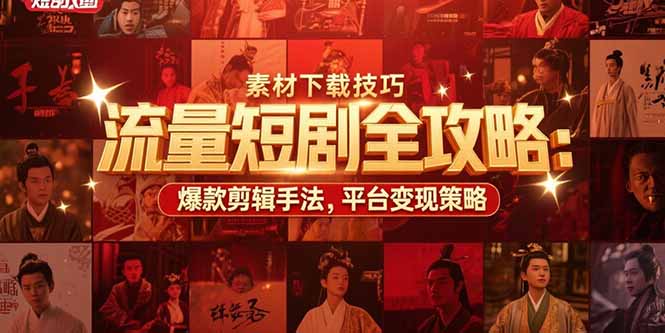 流量短剧全攻略：素材下载技巧，爆款剪辑手法，平台变现策略-川川创富网