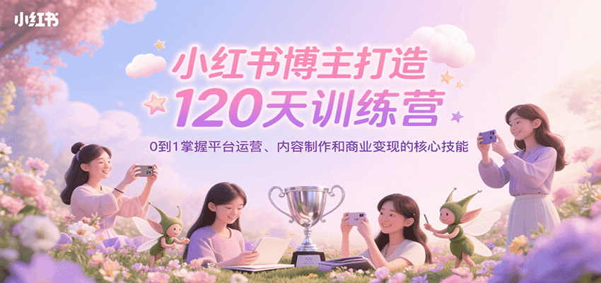 小红书博主打造120天训练营，0到1掌握平台运营、内容制作和商业变现-川川创富网