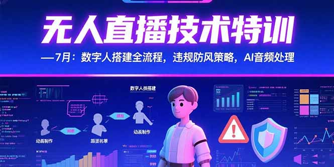 无人直播技术特训-7月：数字人搭建全流程，违规防风策略，AI音频处理-川川创富网