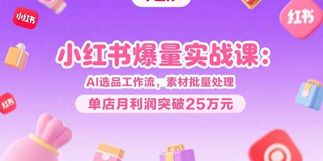 小红书爆量实战课：AI选品工作流，素材批量处理，单店月利润突破25万元-川川创富网