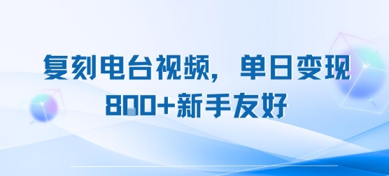 复刻电台视频，单日变现8张+新手友好，长期可做-川川创富网