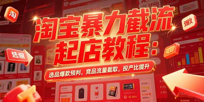 淘宝暴力截流起店教程：选品爆款预判，竞品流量截取，投产比提升-川川创富网