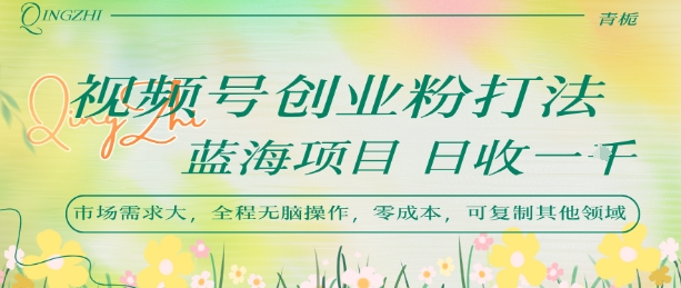 视频号创业粉打法，日入1k，蓝海项目，市场需求大，全程无脑操作，可复制-川川创富网
