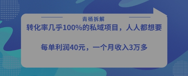 转化率最高的私域项目，每单利润40-50米，月入过1w-川川创富网