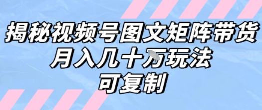 解密视频号图文矩阵带货，月入几个W的打法，可复制-川川创富网
