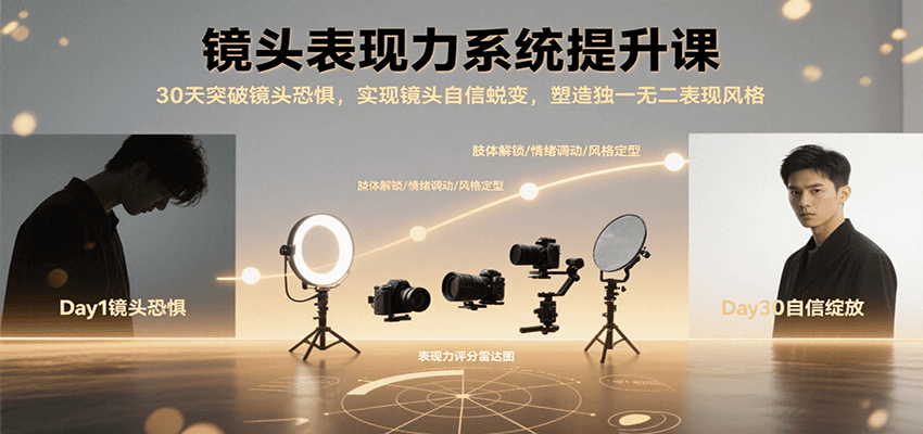 镜头表现力系统提升课，30天突破镜头恐惧实现自信蜕变，塑造独一无二表现风格-川川创富网