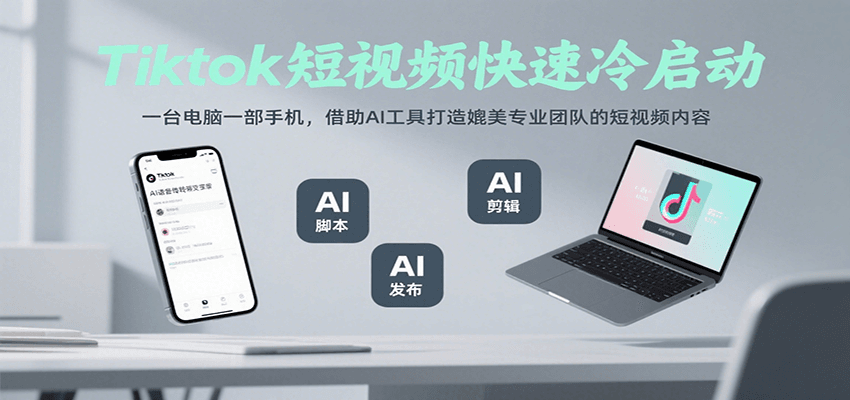 Tiktok短视频快速冷启动，一台电脑一部手机，借助AI工具打造媲美专业团队的短视频内容-川川创富网