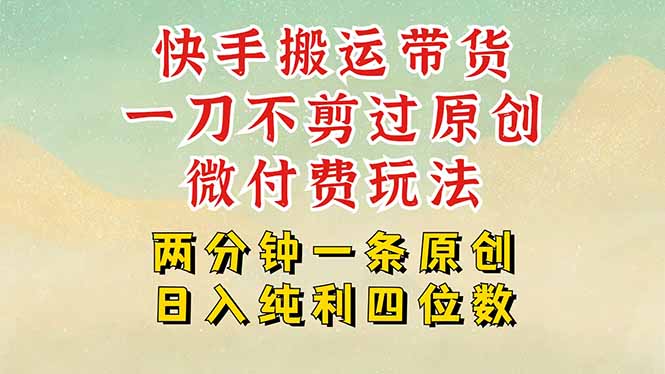 快手黑科技搬运带货，一刀不剪过原创，微付费投流玩法，轻松日入四位数…-川川创富网