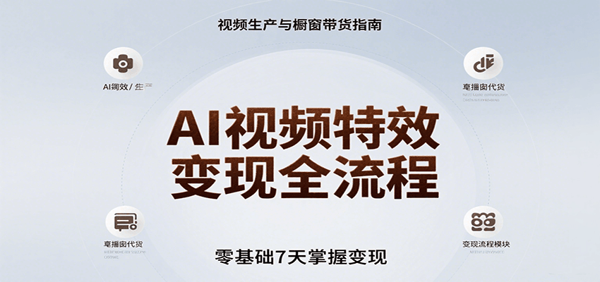AI视频特效变现全流程，零基础7天掌握视频生产到橱窗带货变现-川川创富网