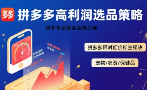 拼多多选品暴利技术实战课，拼多多高利润选品策略，拼多多限时低价标签秘诀-川川创富网