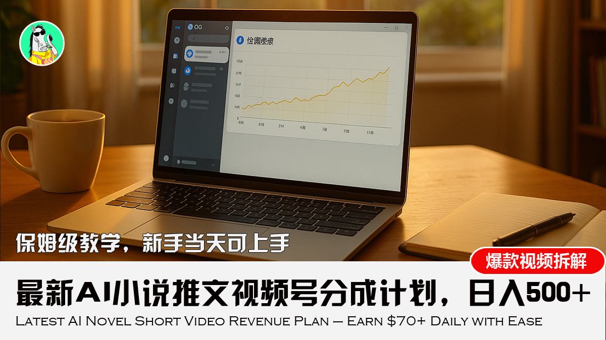 最新AI小说推文视频号分成计划，新手小白也能当天日入500+教程-川川创富网
