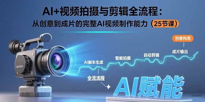 AI+视频拍摄与剪辑全流程：从创意到成片的完整AI视频制作能力(25节课-川川创富网