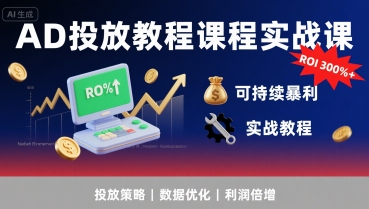 AD投放教程课程实战课，实现广告ROI300%+可持续暴利-川川创富网
