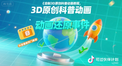 自制3D原创科普动画教程，动画还原事件，抖音最新热门赛道，可过伙伴计划-川川创富网