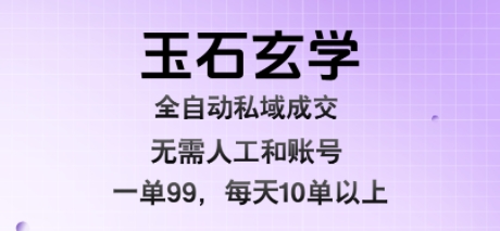 玉石玄学全自动私域成交，一单99每天十单以上，无需人工和矩阵账号，蓝海项目直接干【揭秘】-川川创富网