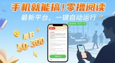 手机就能搞！零撸阅读挂G，最新平台，一键自动运行，随时随地挣，单日50-3张+【揭秘】-川川创富网