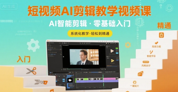 短视频AI剪辑教学视频课，入门到精通-川川创富网