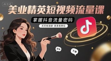 美业精英短视频流量课，掌握抖音流量密码，天天有询单，条条有转化-川川创富网