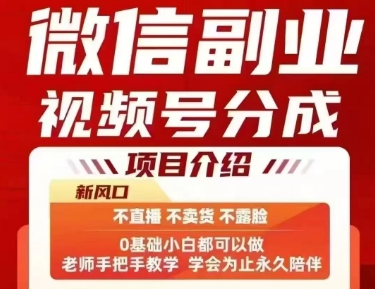 微信副业视频号分成，不直播 不卖货 不露脸，三五分钟即可完成一条作，每日收益几十、几张不等-川川创富网