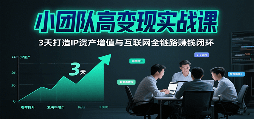 小团队高变现实战课，3天打造IP资产增值与互联网全链路赚钱闭环(第二期)-川川创富网