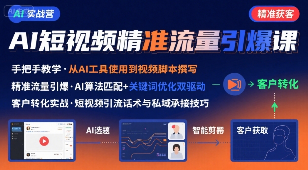AI+短视频引爆精准客户实战营，手把手教你引爆Ai短视频精准流量-川川创富网