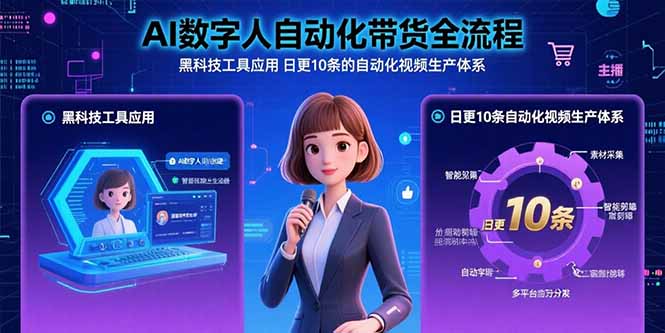 AI数字人自动化带货全流程：黑科技工具应用 日更10条的自动化视频生产体系-川川创富网
