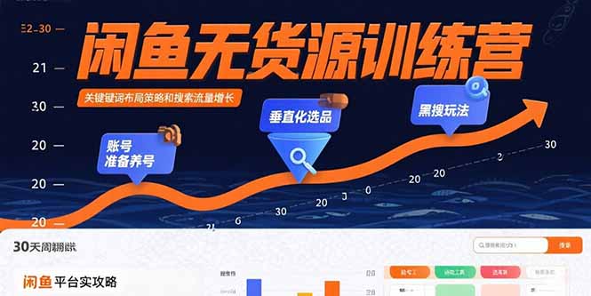 闲鱼无货源训练营：账号准备养号/垂直化选品/黑搜玩法，0基础30天盈利指南-川川创富网