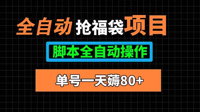 全自动抢福袋项目，单号一天80+脚本全自动操作-川川创富网