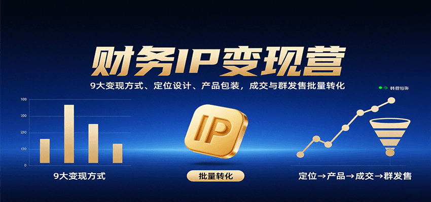 财务IP变现营：9大变现方式、定位设计、产品包装，成交与群发售批量转化-川川创富网