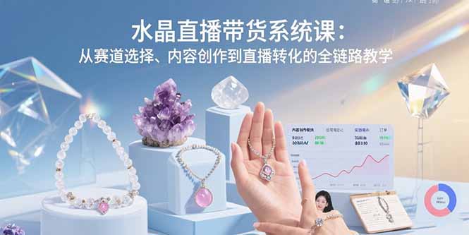 水晶直播带货系统课：从赛道选择、内容创作到直播转化的全链路教学-川川创富网