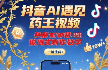 抖音AI遇见药王视频，条条10W赞，快速起千粉万粉号，傻瓜式制作教学-川川创富网