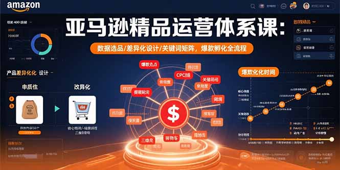 亚马逊精品运营体系课：数据选品/差异化设计/关键词矩阵，爆款孵化全流程-川川创富网