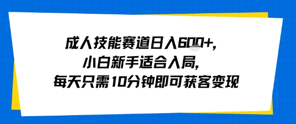 成人技能赛道日入多张，小白新手适合入局，每天只需10分钟即可获客变现-川川创富网
