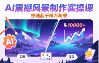 AI震撼风景制作实操课，快速起千粉万粉号-川川创富网