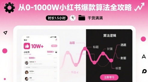 从0-1000W小红书爆款算法全攻略，时长1.5小时，干货满满-川川创富网