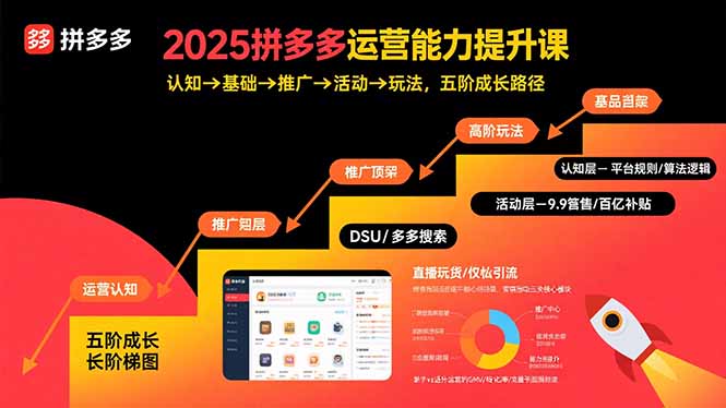 2025拼多多运营能力提升课：认知→基础→推广→活动→玩法，五阶成长路径-川川创富网