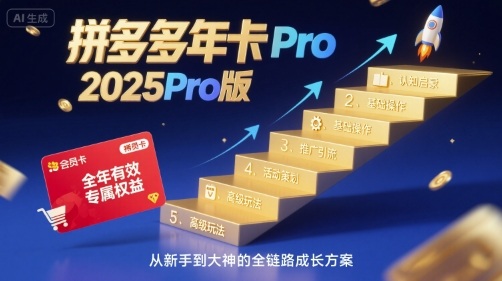 拼多多年卡2025Pro版，五大板块从认知到基础、从推广到活动、从活动到玩法-川川创富网
