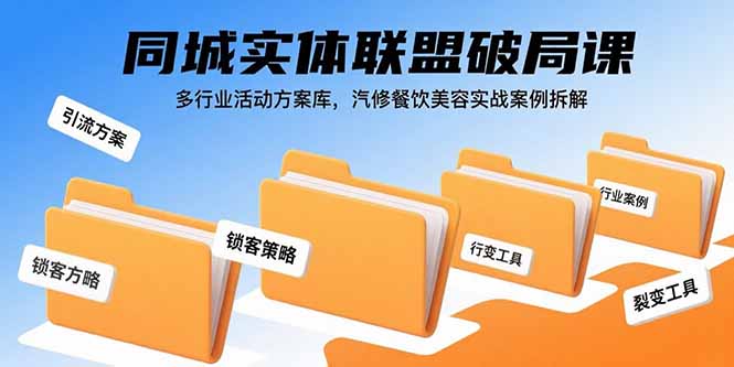 同城实体联盟破局课，多行业活动方案库，汽修餐饮美容实战案例拆解-川川创富网