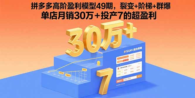 拼多多高阶盈利模型49期，裂变+阶梯+群爆 单店月销30万+投产7的超盈利-川川创富网