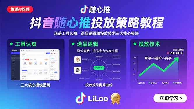 抖音随心推投放策略教程：涵盖工具认知、选品逻辑和投放技术三大核心模块-川川创富网