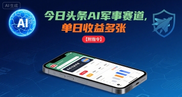 今日头条AI军事赛道，单日收益多张 ，手机可做【附指令】-川川创富网
