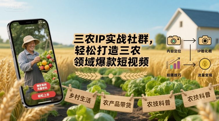 三农IP实战社群，轻松打造三农领域爆款短视频-川川创富网