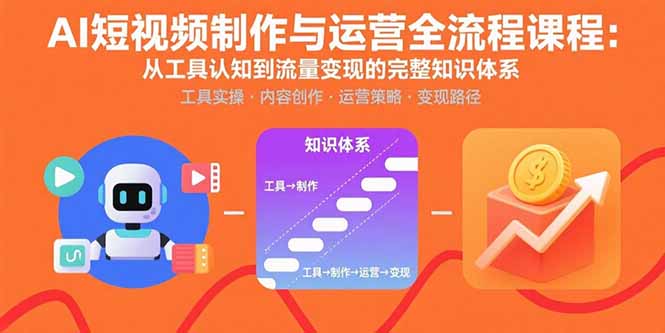 AI短视频制作与运营全流程课程：从工具认知到流量变现的完整知识体系-川川创富网