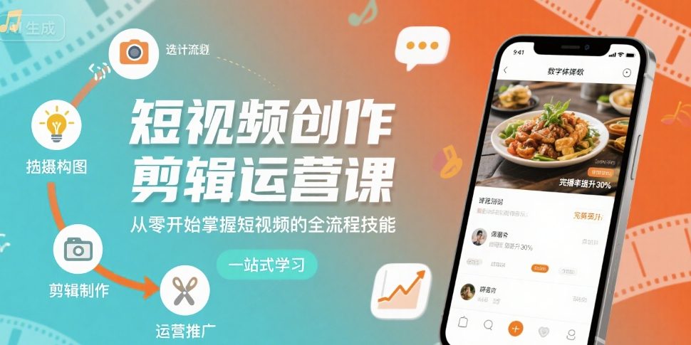 短视频创作剪辑运营课，从零开始掌握短视频的全流程技能-川川创富网