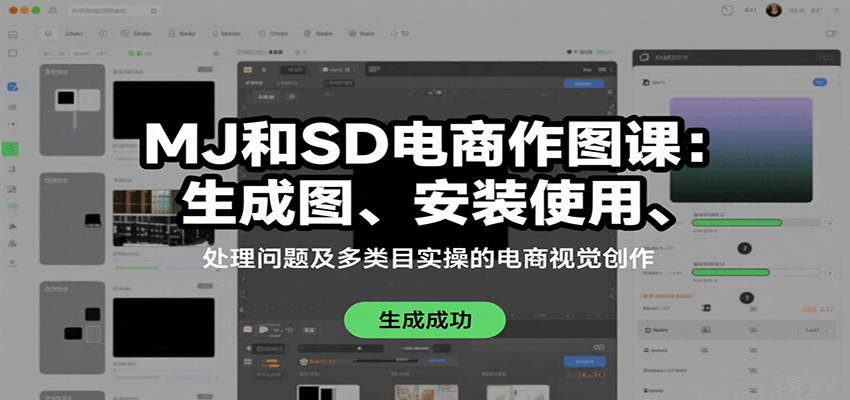 MJ和SD电商作图课：生成图、安装使用、处理问题及多类目实操的电商视觉创作-川川创富网