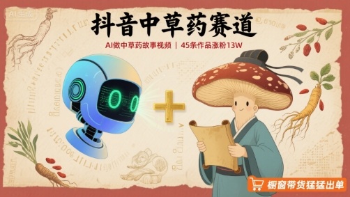 抖音中草药赛道，用AI做中草药故事视频，45条作品涨粉13W，橱窗带货猛猛出单-川川创富网